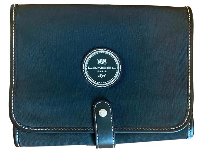 Lancel Wallets Small accessories Black Beige Cloth  ref.136920