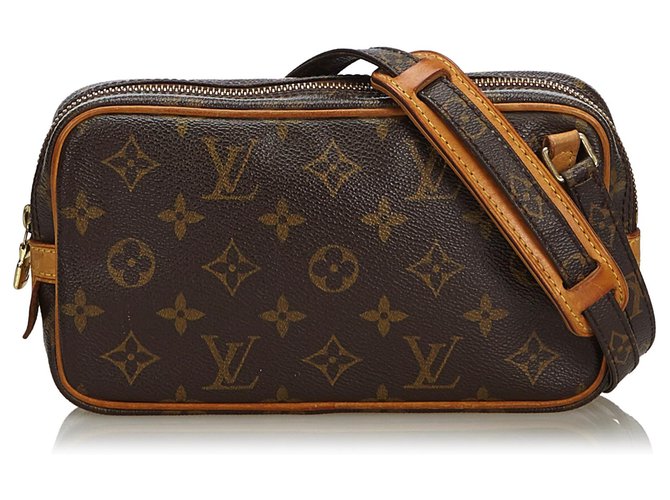 Louis Vuitton Brown Monogram Marly Bandouliere Leather Cloth  ref.136926