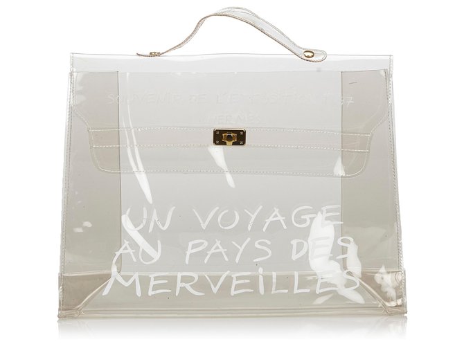 Hermès Hermes White Vinyl Kelly Handbag Bianco Plastica  ref.136968