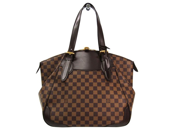 Louis Vuitton Brown Damier Sistina GM Leather Cloth  ref.136972