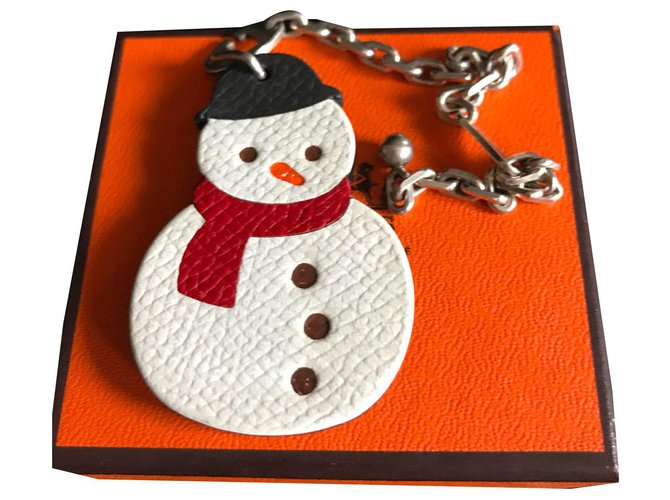 Hermès SNOWMAN CHARM WITH REAL 925% Silver chain Multiple colors Leather  ref.137039