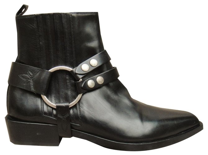 botas amarradas Sartore Preto Couro  ref.137049