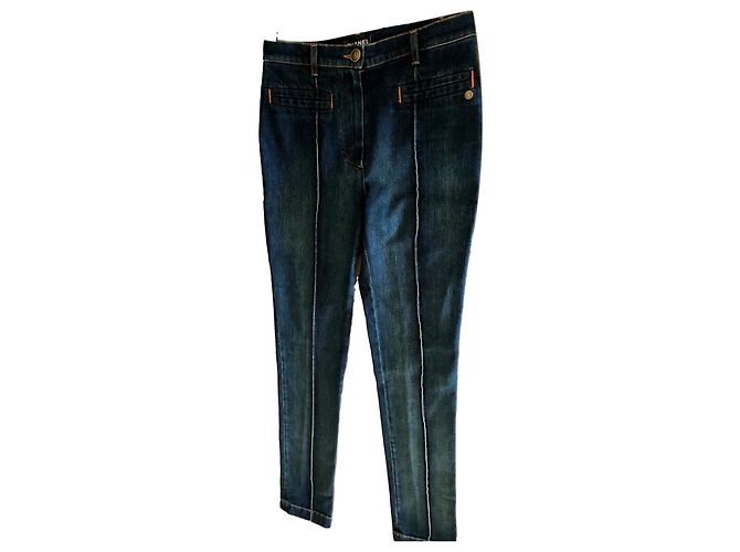 Chanel Jeans Blu Cotone Elastan