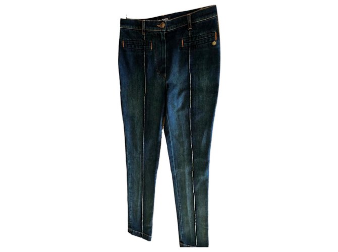 Chanel Jeans Blau Baumwolle Elasthan  ref.137079