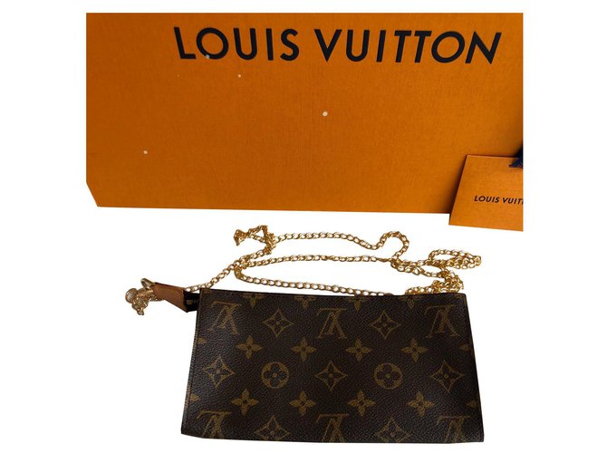 Bucket Louis Vuitton Sacos de embreagem Marrom Lona  ref.137113