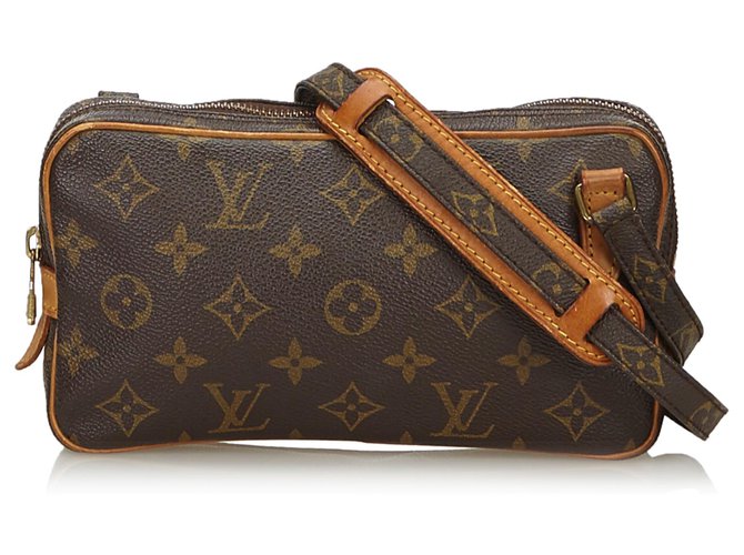 Louis Vuitton Brown Monogram Marly Bandouliere Leather Cloth  ref.137135