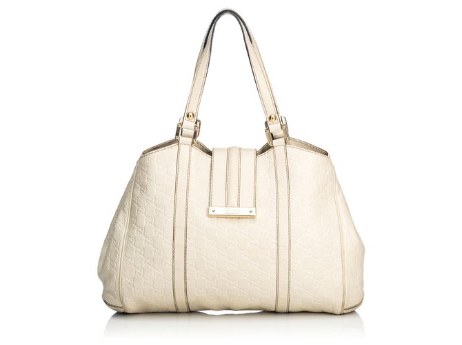 Gucci White Guccissima New Ladies Leather Shoulder Bag Cream  ref.137174