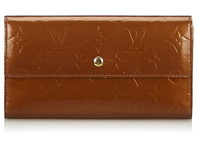 Louis Vuitton Brown Vernis Sarah Brieftasche Braun Bronze Leder Lackleder  ref.137177