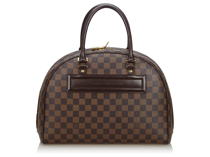 Louis Vuitton Brown Damier Ebene Nolita Leather Cloth  ref.137180