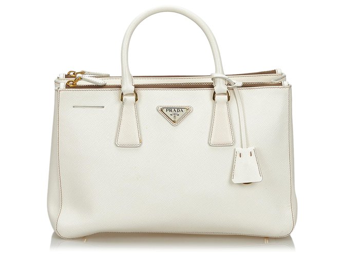 Prada White Saffiano Leather Galleria Tote Bag Cream  ref.137185
