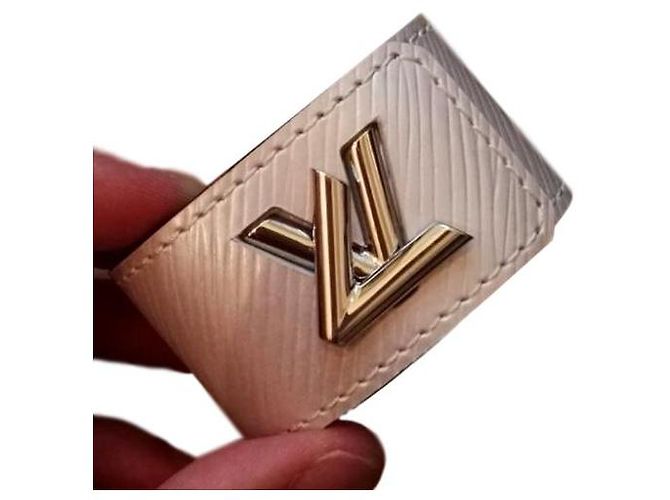 Pulseira Louis Vuitton MV Twist em couro rosa