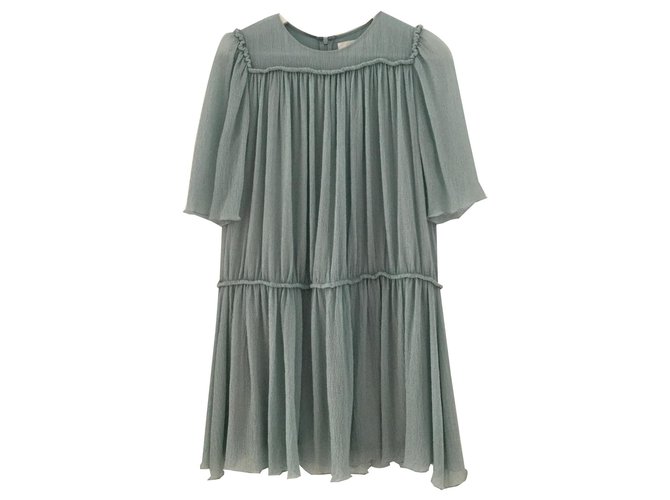 Chloé Robes Soie Turquoise  ref.137207