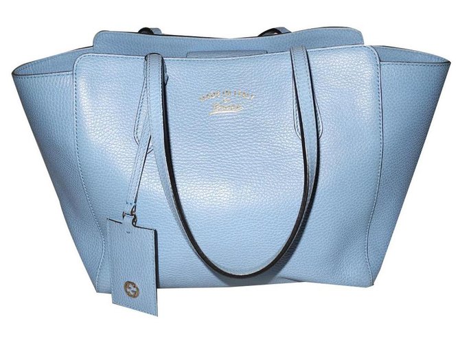 Tote bag Gucci in pelle swing grana blu Blu chiaro  ref.137221