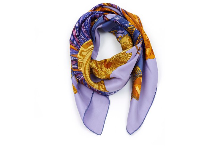 Hermès INCAS GOLD Golden Purple Silk  ref.137235