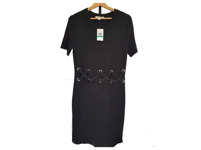 Black Michael Kors Sweaterdress with lace up details L UK 14-16 Viscose  ref.137242