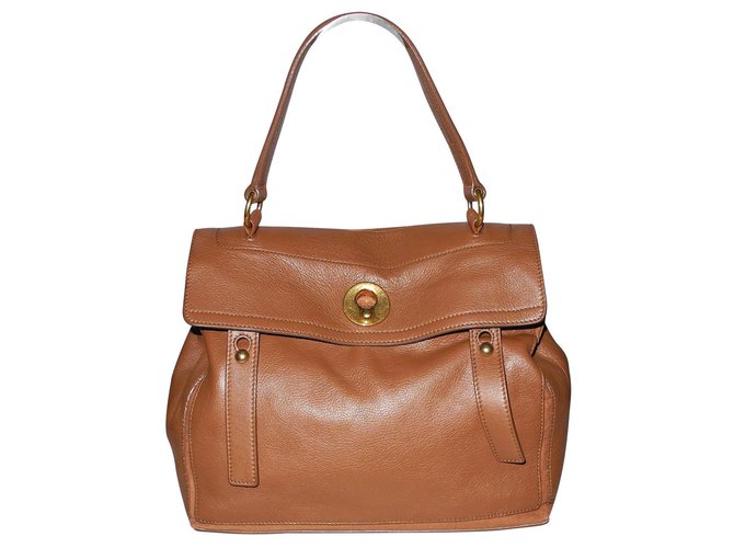 Yves Saint Laurent Muse Two camel Brown Leather Cloth  ref.137250