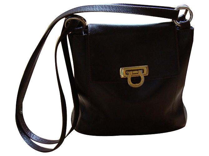 Autre Marque Borsa POURCHET in pelle marrone scuro