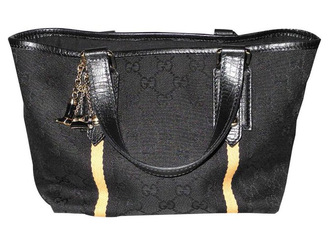 Gucci bag Jolicoeur Black Leather Cloth  ref.137322