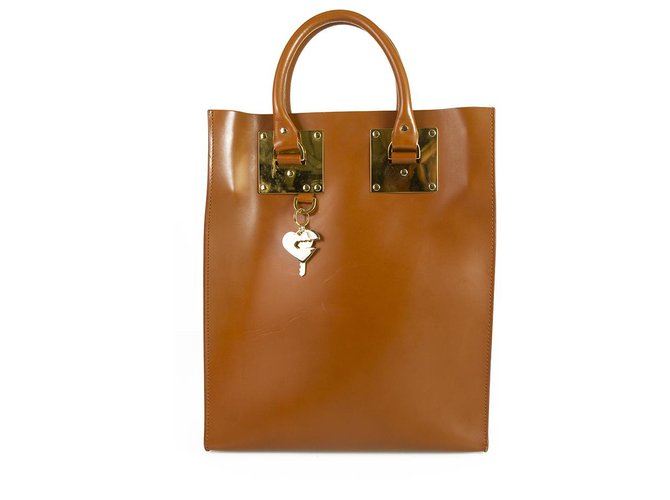 SOPHIE HULME Grand sac Albion Sac à main en cuir beige à bandoulière dorée Shopper Messenger Caramel  ref.137328