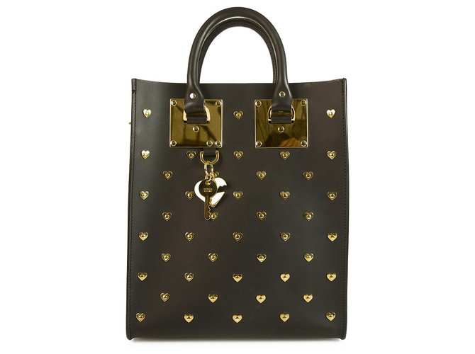 SOPHIE HULME Medium Albion Bag black leather gold hearts Tote Shopper messenger  ref.137350