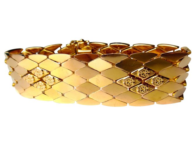 No Name Important 18K Gold Articultated Bracelet, XXth Century Golden  ref.137356