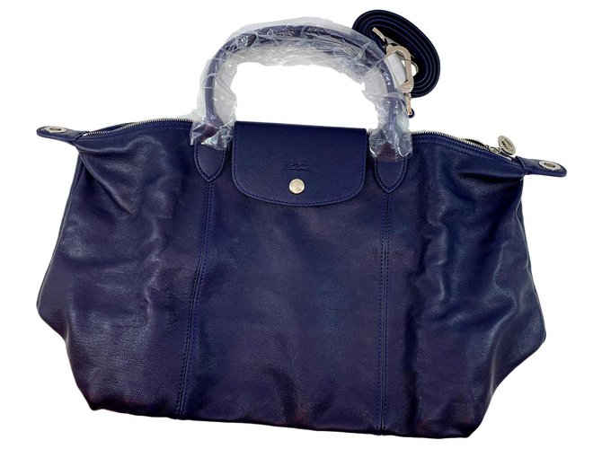 Longchamp dobrável Azul marinho Couro  ref.137373