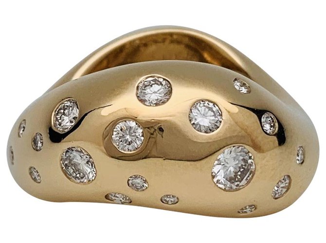 Fred ring "Movement" model in yellow gold, diamants.  ref.137386
