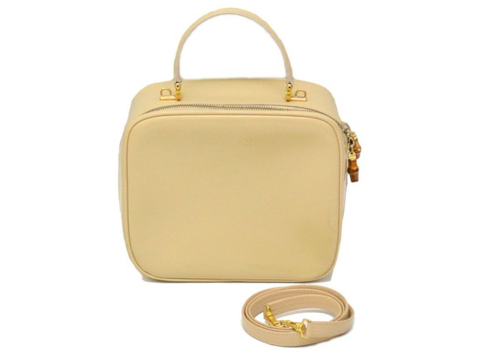 Gucci Bamboo Shoulder Bag Cream Patent leather  ref.137414