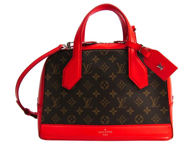 Louis Vuitton Brown Monogram Dora PM Red Leather Cloth  ref.137433