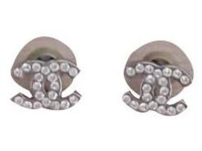 Chanel Earrings Silvery Steel  ref.137446