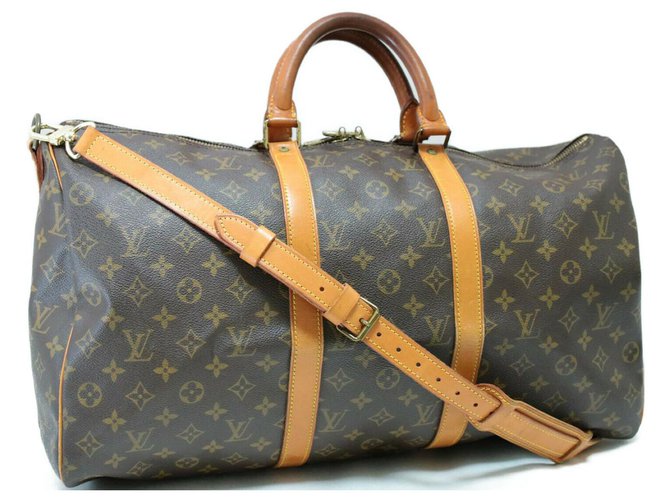 Louis Vuitton Keepall Bandouliere 50 Brown Cloth  ref.137489