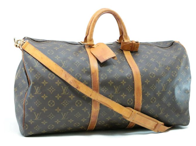 Louis Vuitton Keepall Bandouliere 55 Brown Cloth  ref.137494