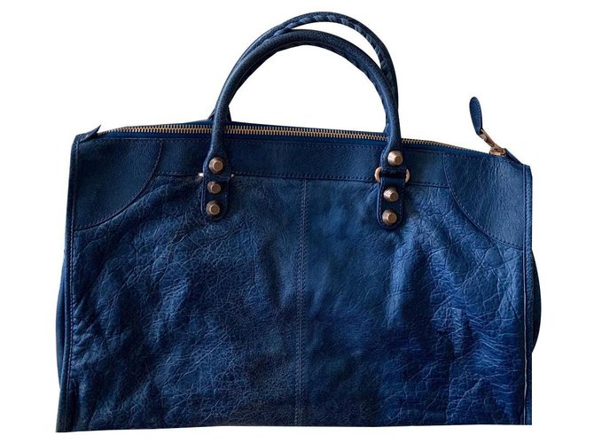 Sac  giant work Balenciaga studs or rosé Cuir d'agneau Bleu  ref.137518