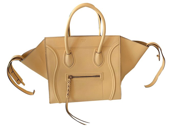Céline bolso de equipaje fantasma amarillo en cuero granulado  ref.137565