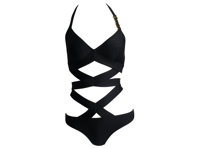 Moschino Swimwear Black Golden Elastane Polyamide  ref.137585