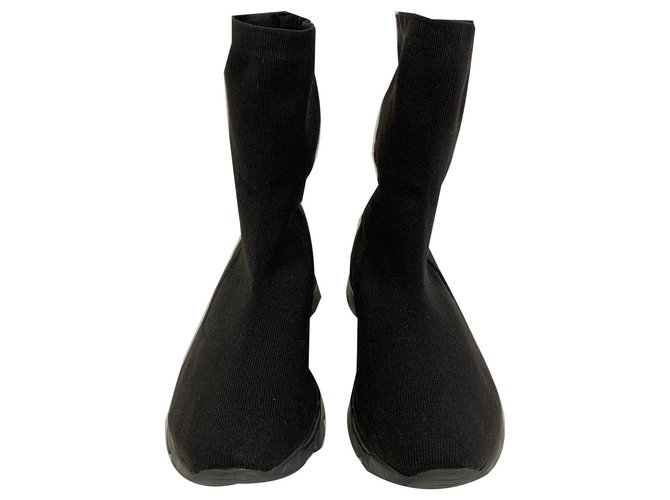 Mm6 Sneakers alte in cotone nero elasticizzato  ref.137601