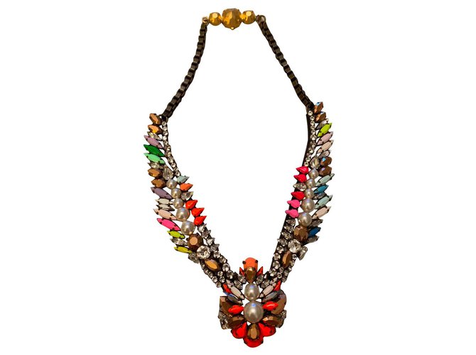 New shourouk necklace in pearls and multicolored rhinestones. Multiple colors  ref.137622