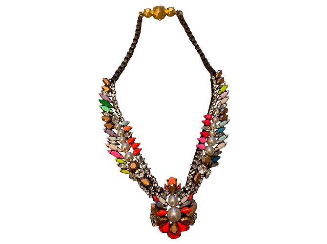 Nuova collana shourouk in perle e strass multicolor. Multicolore