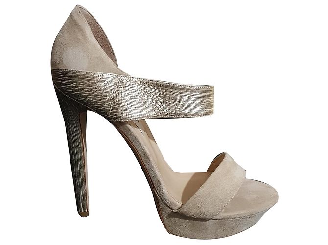 Sandali Gianni Marra in camoscio e pelle ecru oro Multicolore