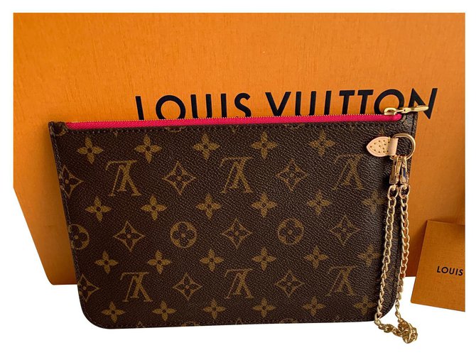 Neverfull cloth clutch bag Louis Vuitton Brown in Cloth - 24978625
