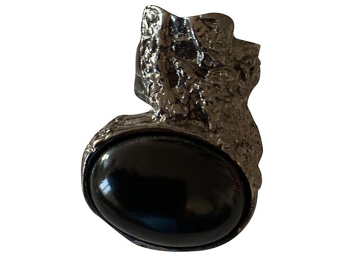 Anello Arty in onice nero e argento placcato Yves saint laurent