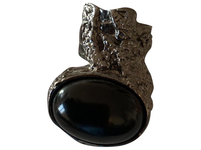 Arty ring in black onyx and silver plated Yves saint laurent Silver-plated  ref.137698