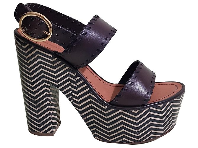 Sandálias Diane Von Furstenberg de couro marrom multicoloridas Multicor