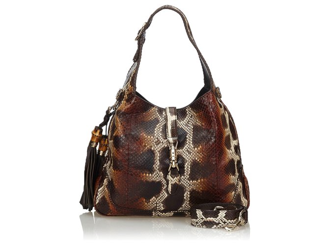 Gucci Brown Python New Jackie Tassel Shoulder Bag Multiple colors Leather  ref.137723