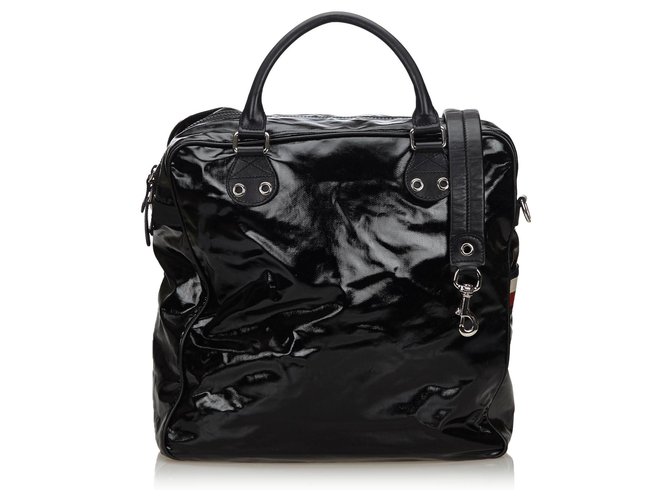 Gucci Black Coated Canvas Joy Boston Bag Leather Cloth Cloth  ref.137732