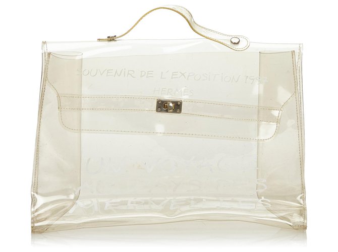 Hermès Hermes White Vinyl Kelly Handbag Bianco Plastica  ref.137741