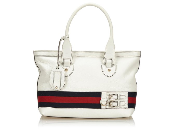 Gucci White Heritage Tote Multiple colors Leather Cloth Pony-style calfskin Cloth  ref.137748