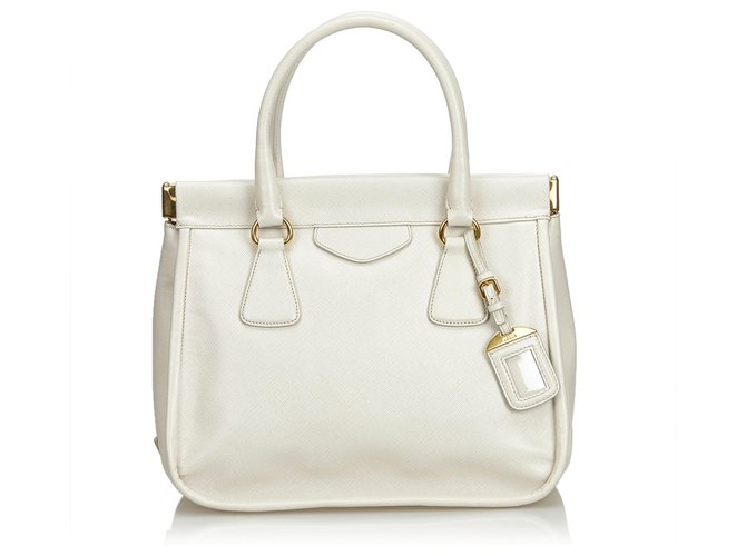 Prada White Leather Handbag Cream  ref.137768