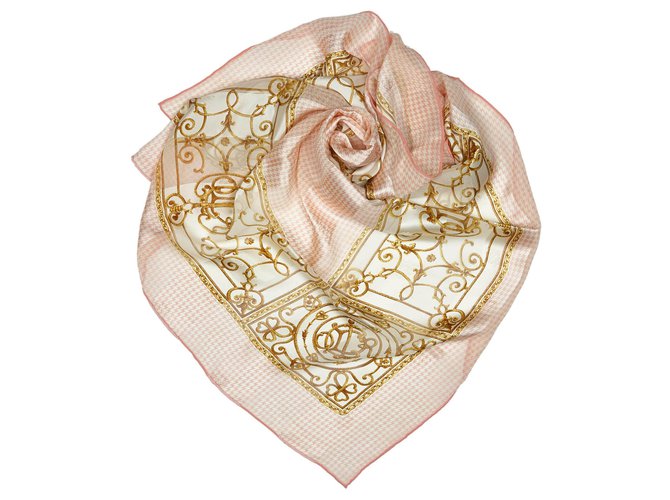 Dior lenço de seda branco impresso Multicor Cru Pano  ref.137772