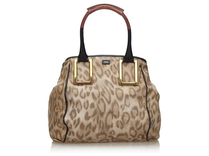 Chloé Chloe Gray - Ethel-Handtasche aus Leder mit Leopardenmuster Mehrfarben Grau  ref.137777
